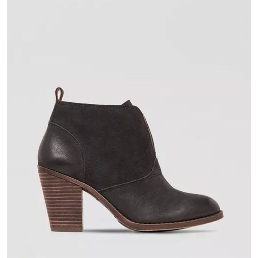 Lucky Brand Booties - Ehllen High-Heel Woman Black Leather Boots 9.5 W